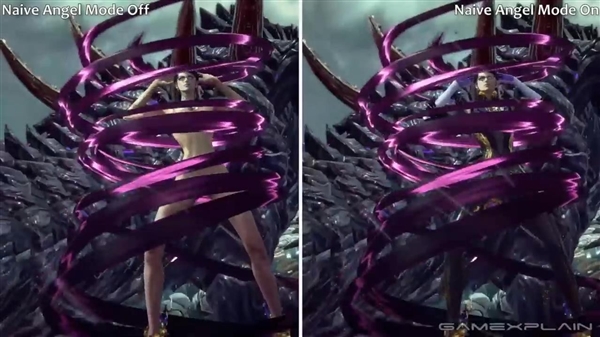 《猎天使魔女3》防走光模式与正常画面对比 贝姐衣服穿回去了