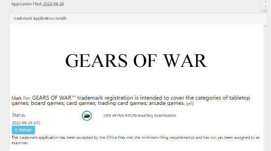 微软为战争机器注册新商标 涉及桌游和街机
