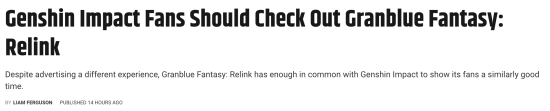 外媒向原神玩家推荐《碧蓝幻想Relink》：没抽卡元素!